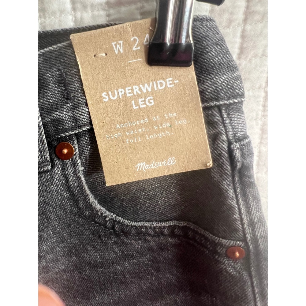 Madwell Superwide-Leg Jeans High Waist Lunar Wash Black NT849 W24 - Picture 2 of 9